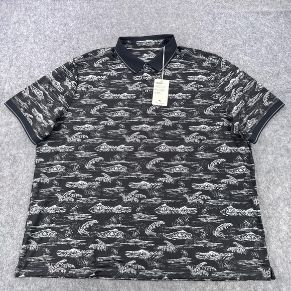 Tommy Bahama Other - Tommy Bahama Polo Shirt Mens 3XL Black IslandZone Tropical Golf Print UPF 30
